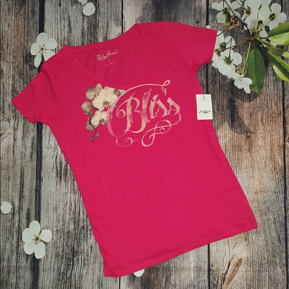 NWT! Lucky Brand Pink Bliss V-Neck Top - Medium - Picture 2 of 3